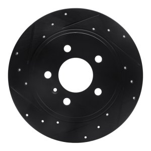 Buick Lucerne Brake Rotor (1) - Rear Left - R1 Concepts - Drilled & Slotted - Black - `06-`11
